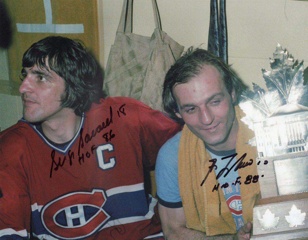 (PAST AUCTION) <br> LOT 79: GUY LAFLEUR AND SERGE SAVARD AUTOGRAPHED & INSCRIBED 11X14 PHOTO