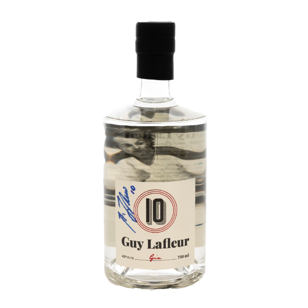 (PAST AUCTION) <br> LOT 25: GUY LAFLEUR AUTOGRAPHED GIN BOTTLE BATCH 002