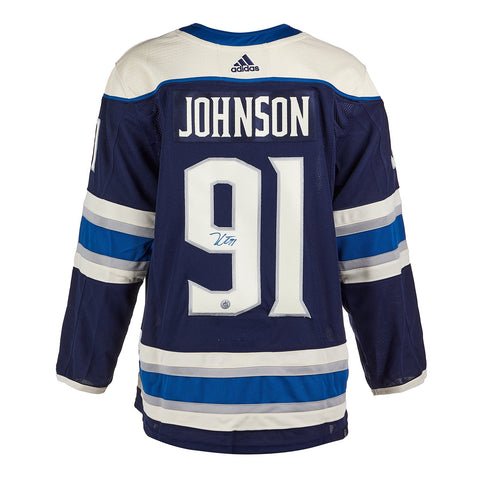 Kent Johnson Autographed Columbus Blue Jackets Alternate Adidas Authentic Jersey