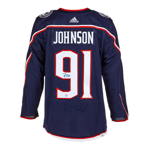 Kent Johnson Autographed Columbus Blue Jackets Blue Adidas Authentic Jersey