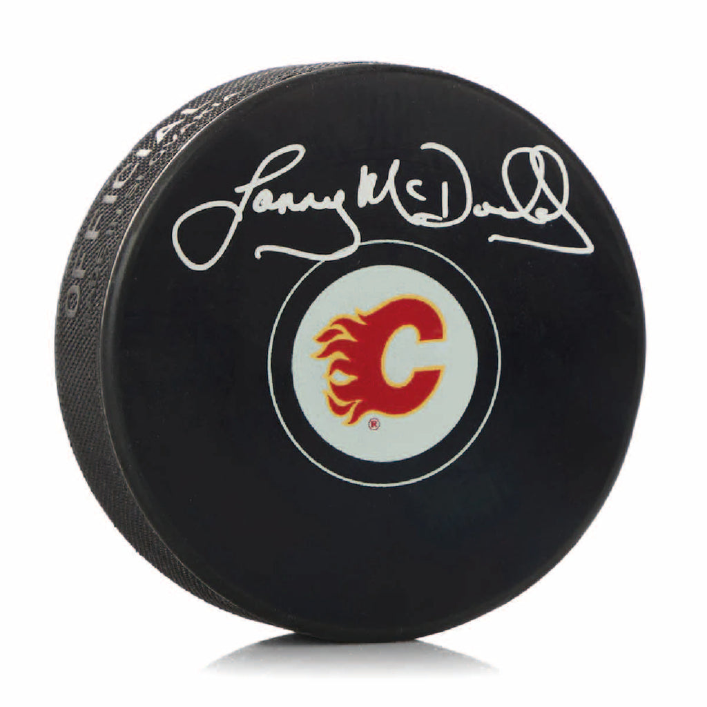 Lanny McDonald Autographed Calgary Flames Puck - Logo