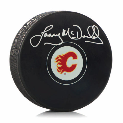 Lanny McDonald Autographed Calgary Flames Puck - Logo