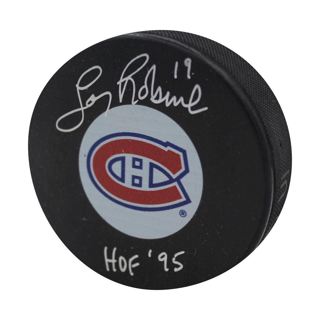 Larry Robinson Autographed & Inscribed Puck - Logo