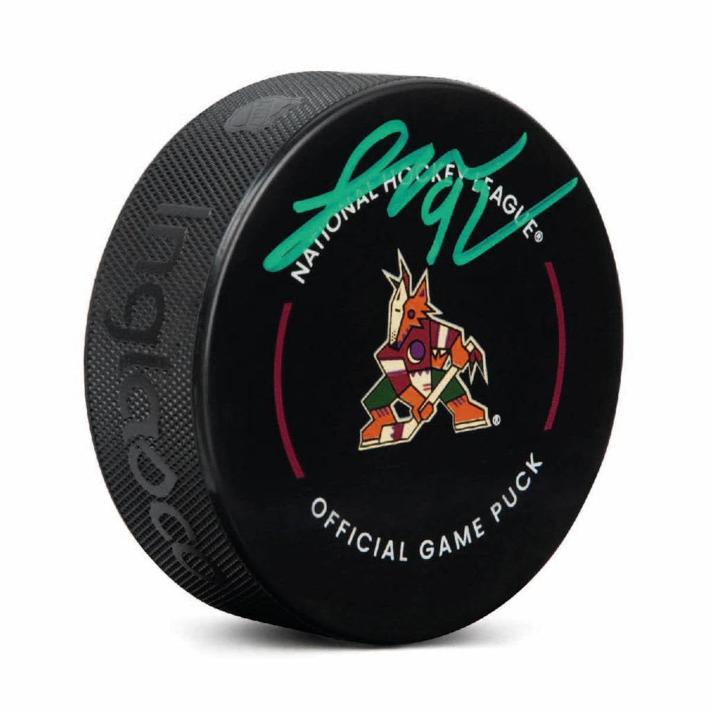 Logan Cooley Autographed Arizona Coyotes Puck - Official