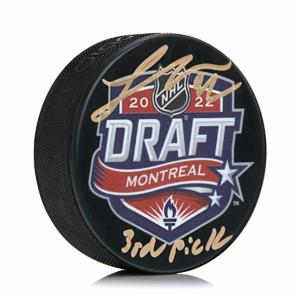 Logan Cooley Autographed & Inscribed Puck - Draft