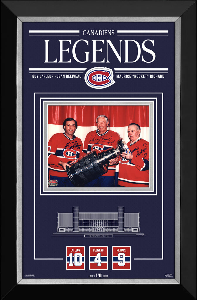 (PAST AUCTION) <br> Lot 7: Guy Lafleur, Maurice Richard & Jean Beliveau Autographed 8x10 - Limited Edition 4/10