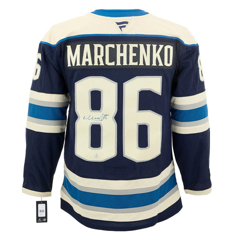 Kirill Marchenko Autographed Columbus Blue Jackets Alt Cannon Fanatics Premium Jersey