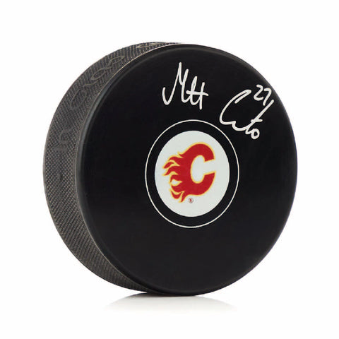 Matt Coronato Autographed Calgary Flames Puck - Logo