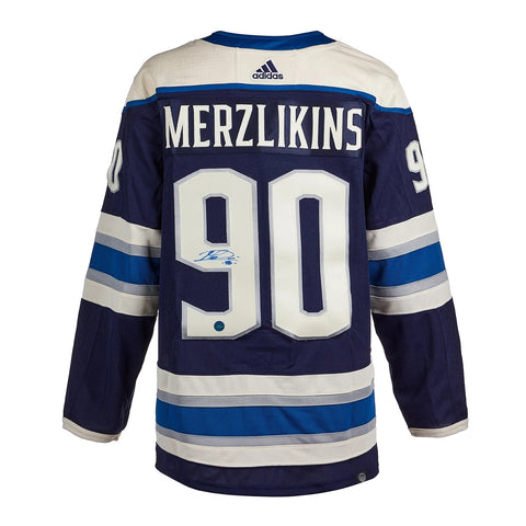 Elvis Merzlikins Autographed Columbus Blue Jackets Alternate Adidas Authentic Jersey