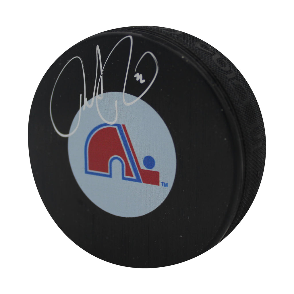 Noel Picard Autographed Puck - Logo Quebec Nordiques