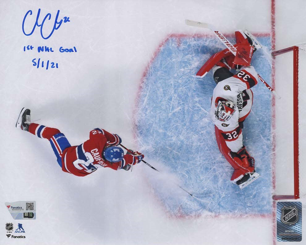 Cole Caufield Autographed & Inscribed 8x10 Photo - First NHL Goal