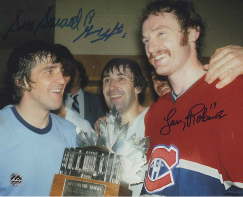 Guy Lapointe / Serge Savard / Larry Robinson Autographed 16x20 Photo - Trophy