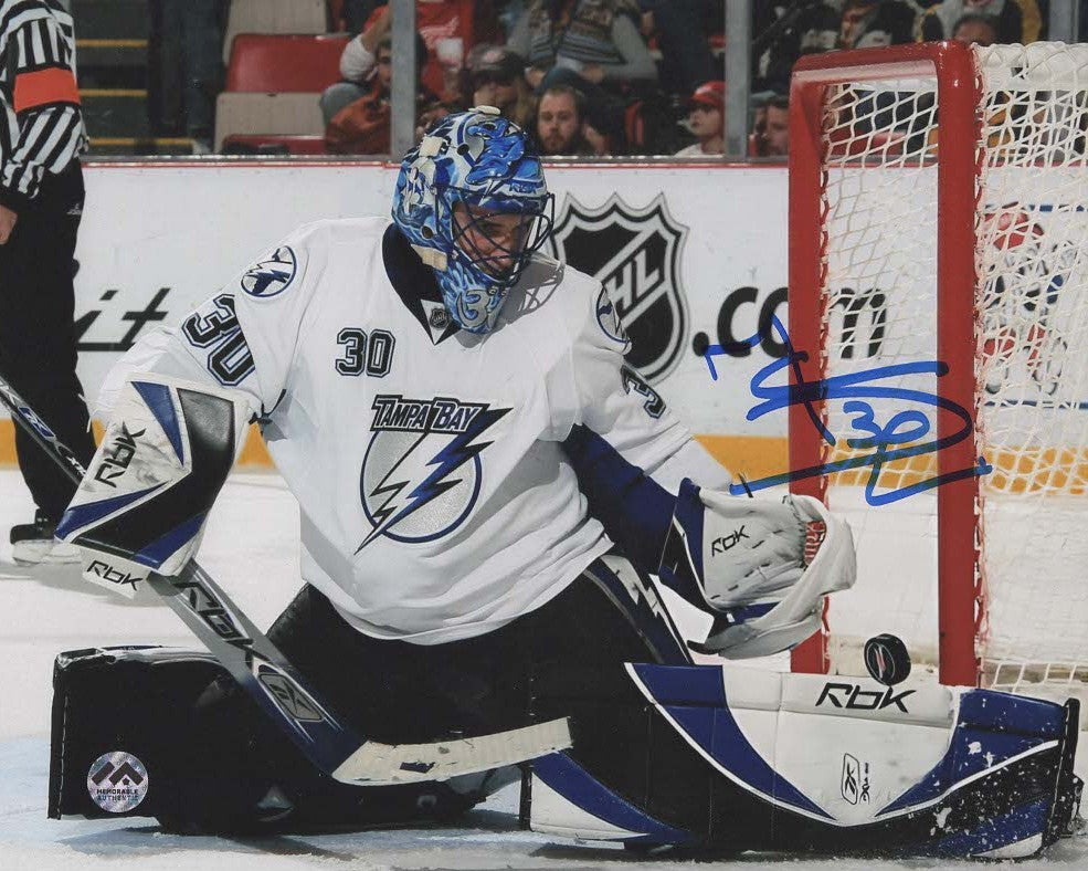 Marc Denis Autographed 8x10 Photo - Action (Tampa Bay)