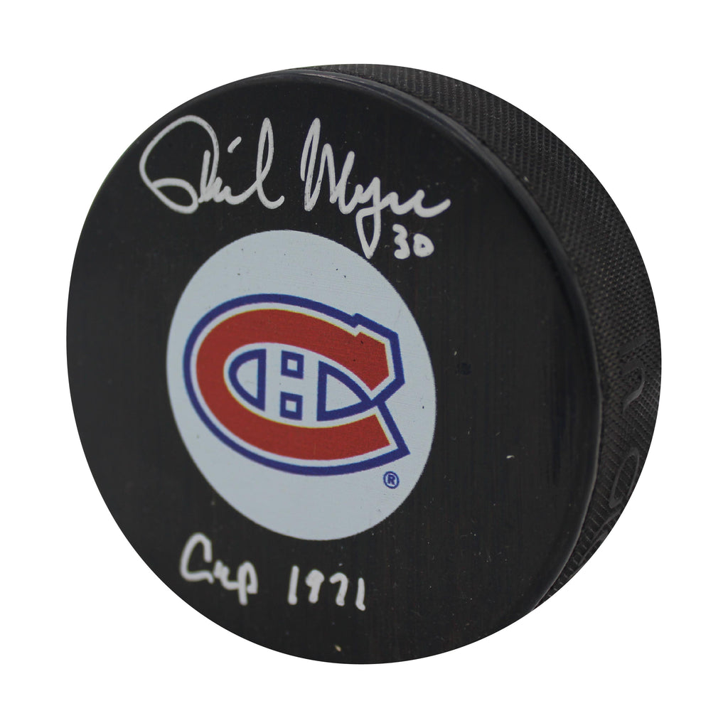 Phil Myre Autographed & Inscribed Puck - Logo – Memorable Authentic