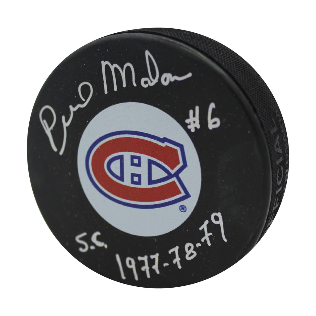 Pierre Mondou Autographed & Inscribed Puck - Logo