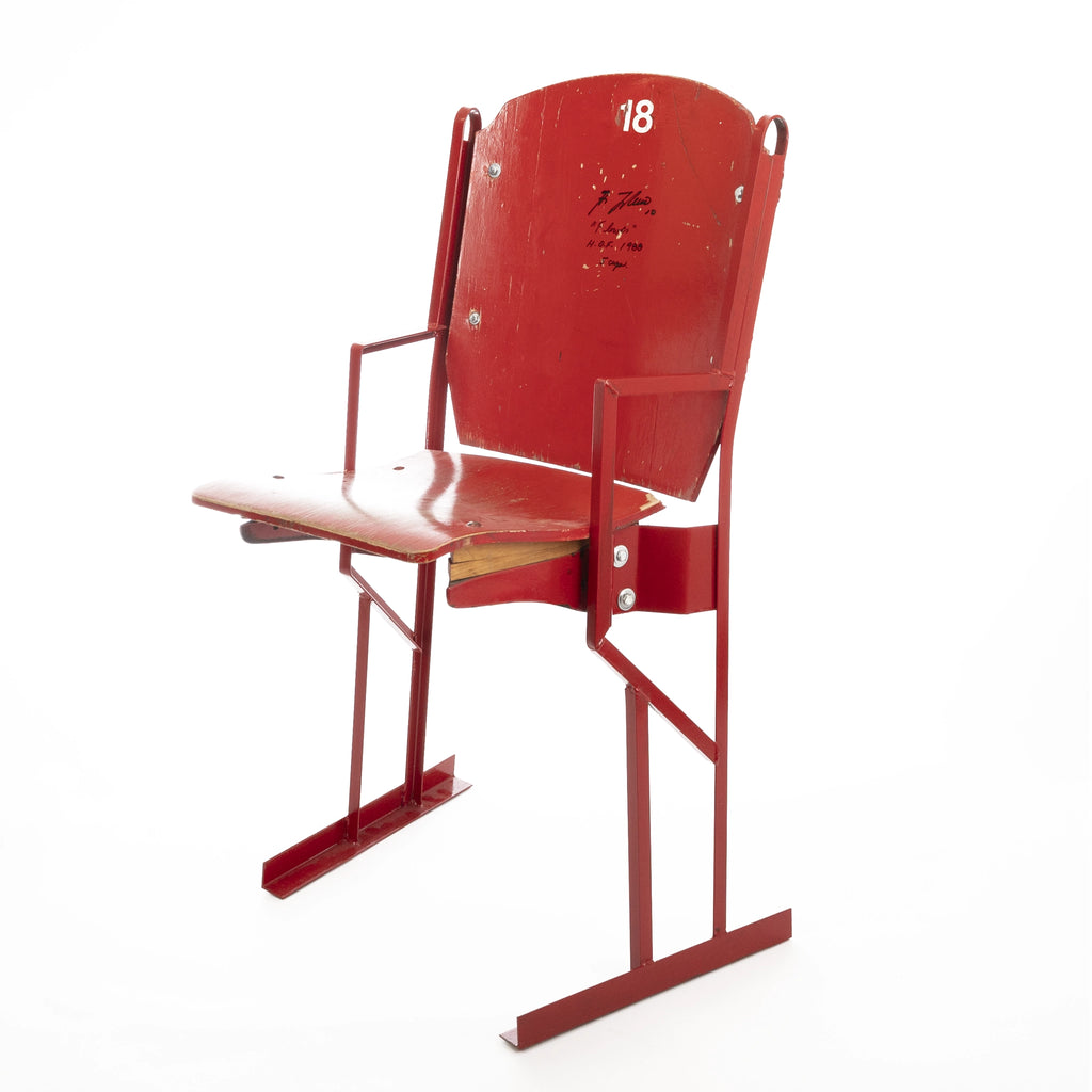 (PAST AUCTION) <br> Lot 11: Guy Lafleur Quebec Colisée Autographed and Inscribed Red Chair