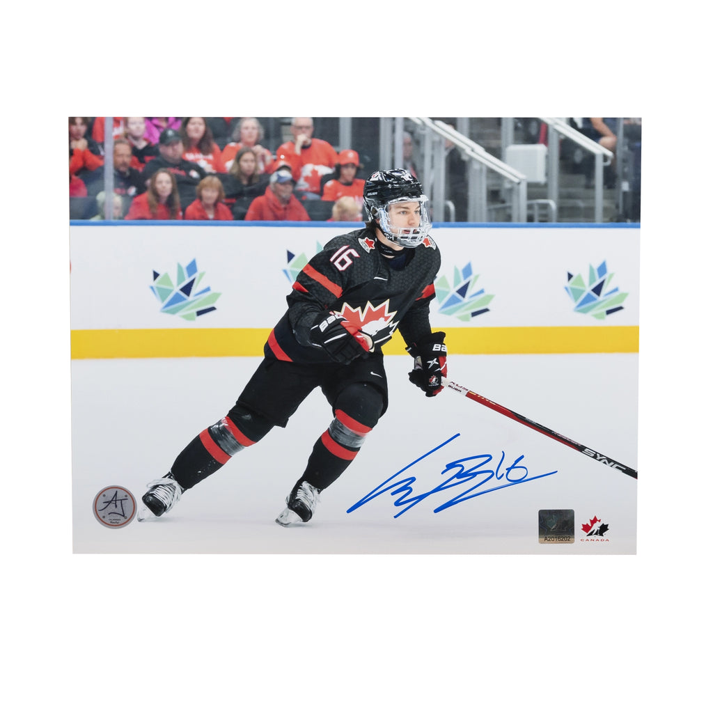 (PAST AUCTION) <br> Lot 107: Connor Bedard Autographed 8x10 Photo - Team Canada