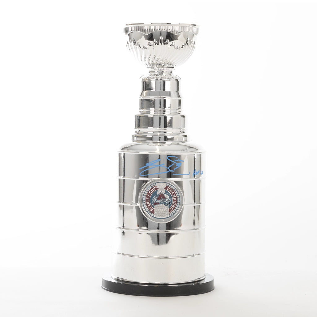 (PAST AUCTION) <br> Lot 16: Joe Sakic Autographed and Inscribed 14 inches Stanley Cup Replica