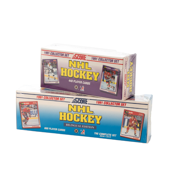 (PAST AUCTION) <br> LOT 132: 2 BOXES OF NHL HOCKEY 1991 COLLECTOR SET 440 PLAYER CARDS AND 660 BILLINGUAL PLAYER CARDS