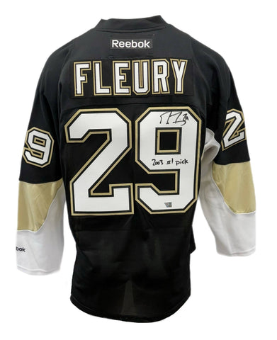 Marc-André Fleury Autographed & Inscribed Black Reebok Jersey - Pick