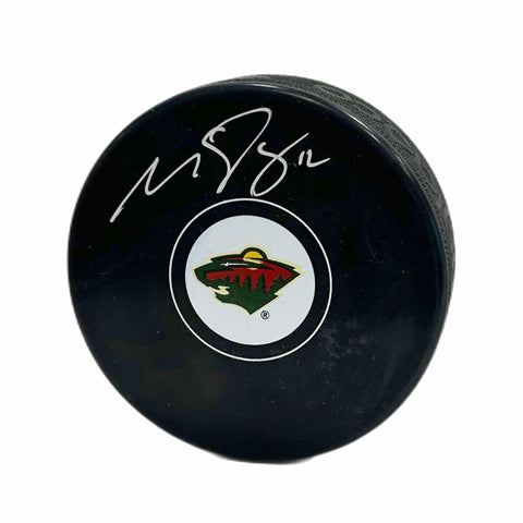 Matthew Boldy Autographed Puck - Logo (Silver pen)
