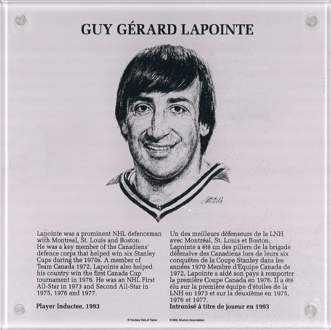 PRE-ORDER - Guy Lapointe Autographed NHL Legends HOF Plaque