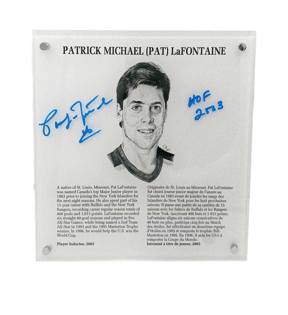 Pat Lafontaine Autographed & Inscribed NHL Legends HOF Plaque