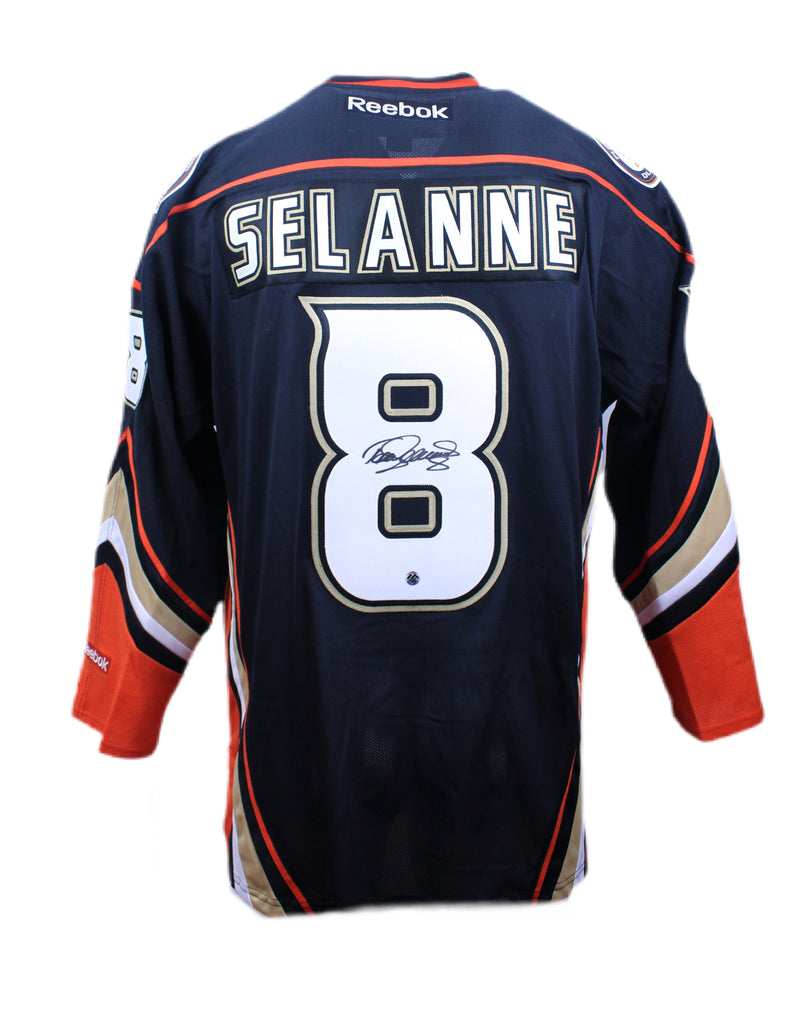 Teemu Selanne Autographed Black Reebok Replica Jersey