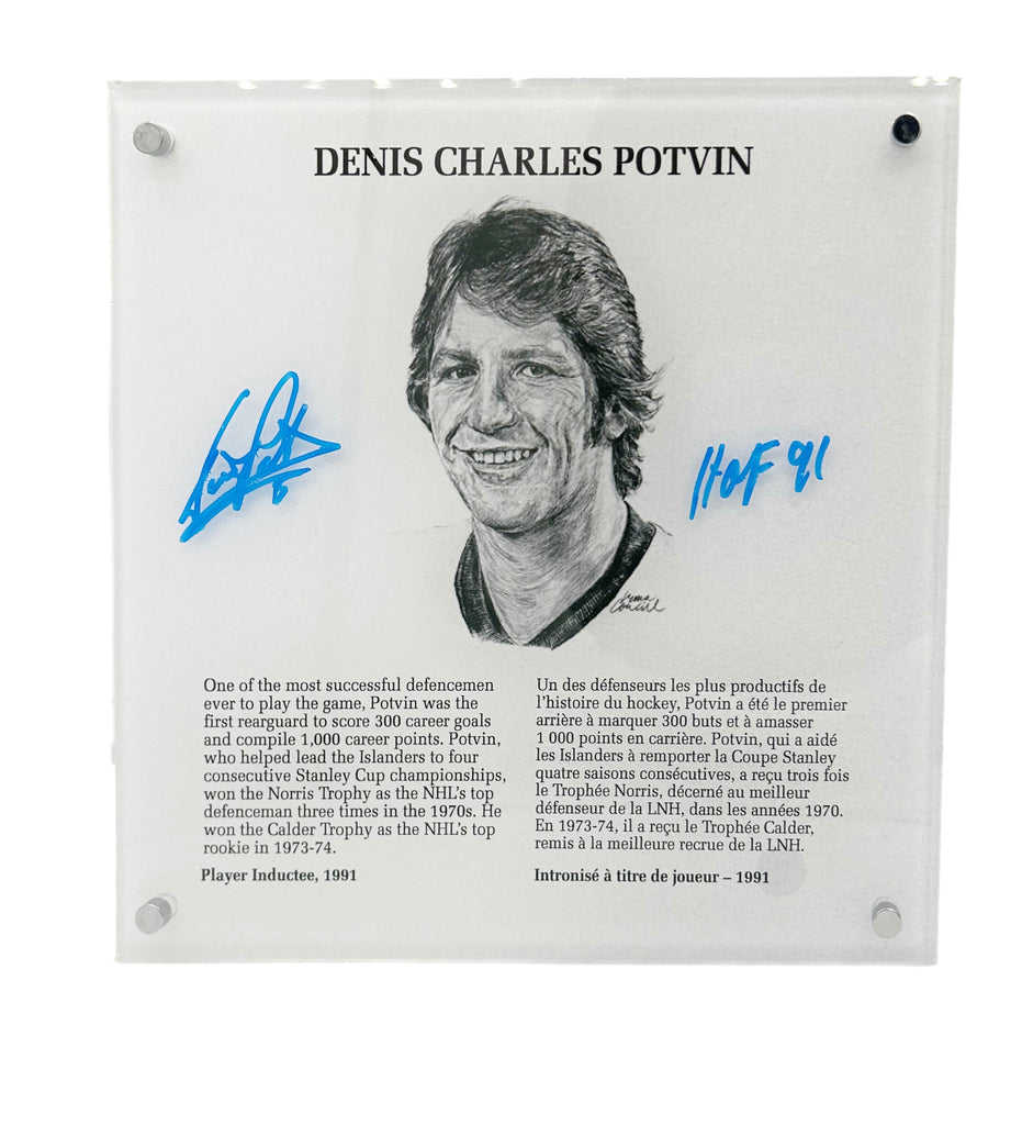 Denis Potvin Autographed & Inscribed NHL Legends HOF Plaque