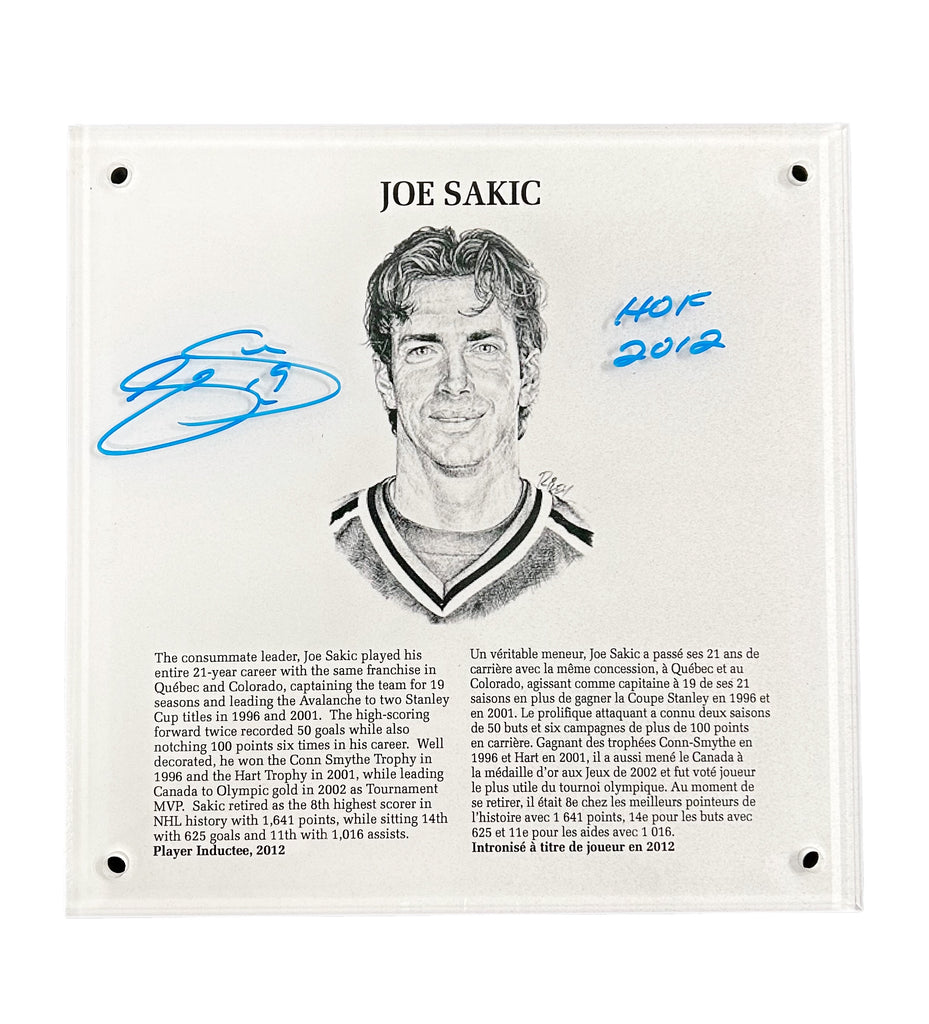 LOT 74: JOE SAKIC AUTOGRAPHED AND INSCRIBED HOF PLAQUE