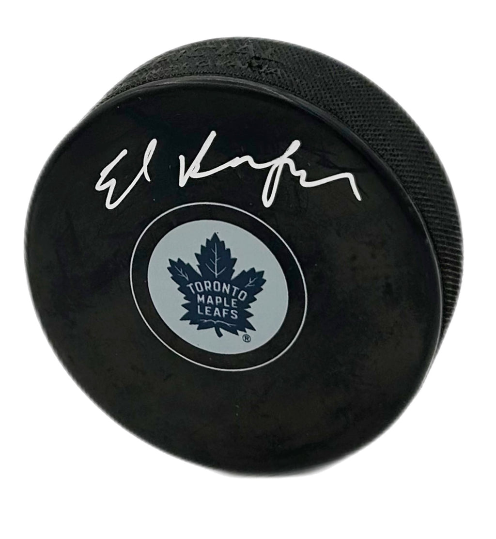 Ed Belfour Autographed Puck - Logo Toronto – Memorable Authentic