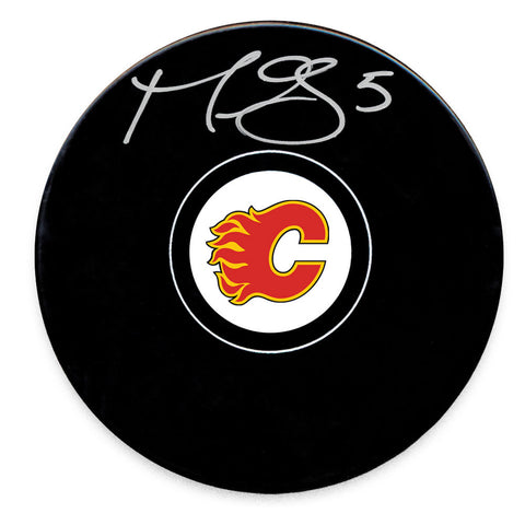 Mark Giordano Autographed Calgary Flames Puck - Logo