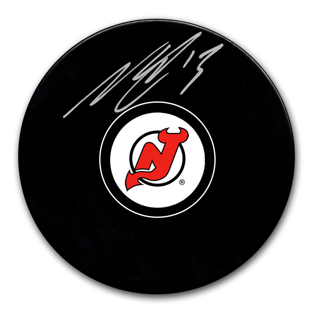 Nico Hischier New Jersey Devils Autographed Puck - Logo