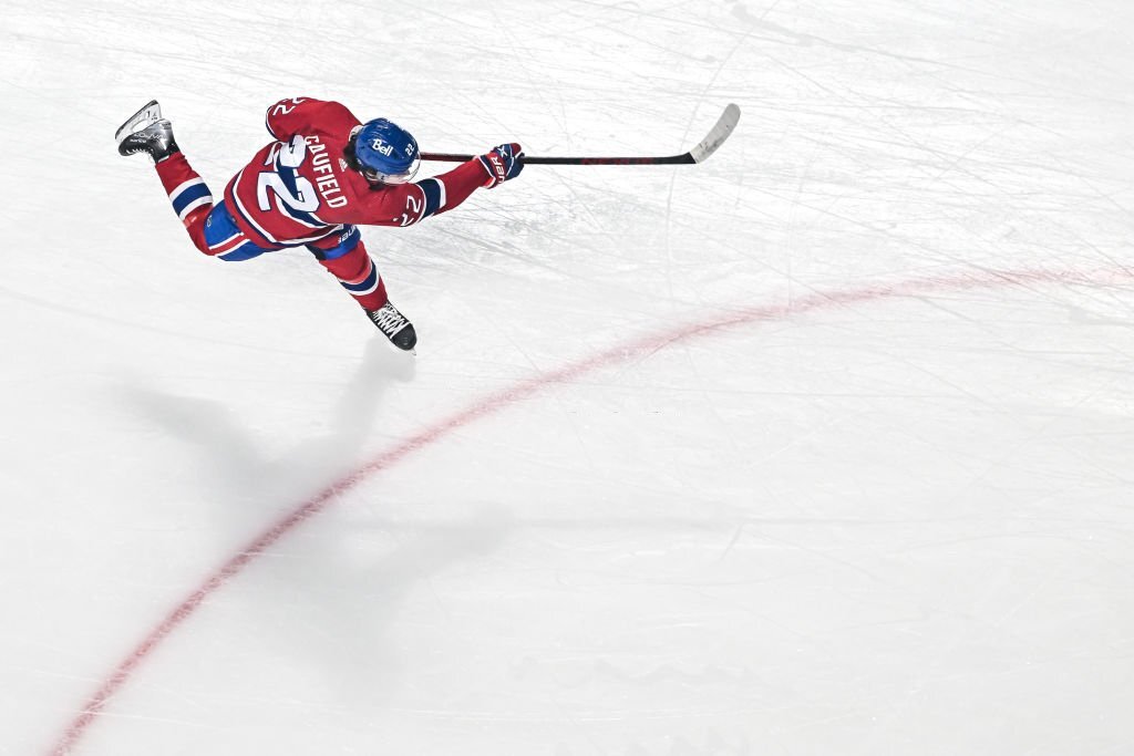 PRE-ORDER - Cole Caufield Autographed Canvas 24x36 - OverHead