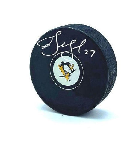 Alexei Kovalev Autographed Puck - Logo