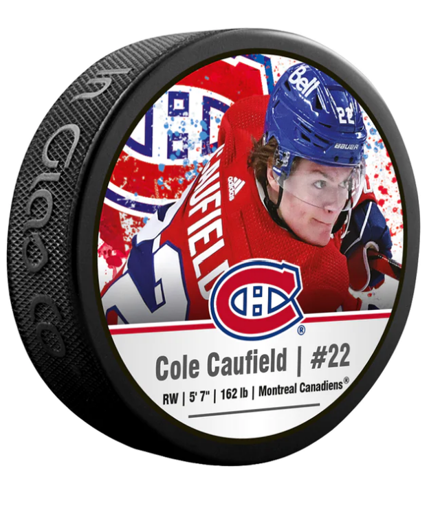 PRE-ORDER - Cole Caufield Autographed Puck - Souvenir