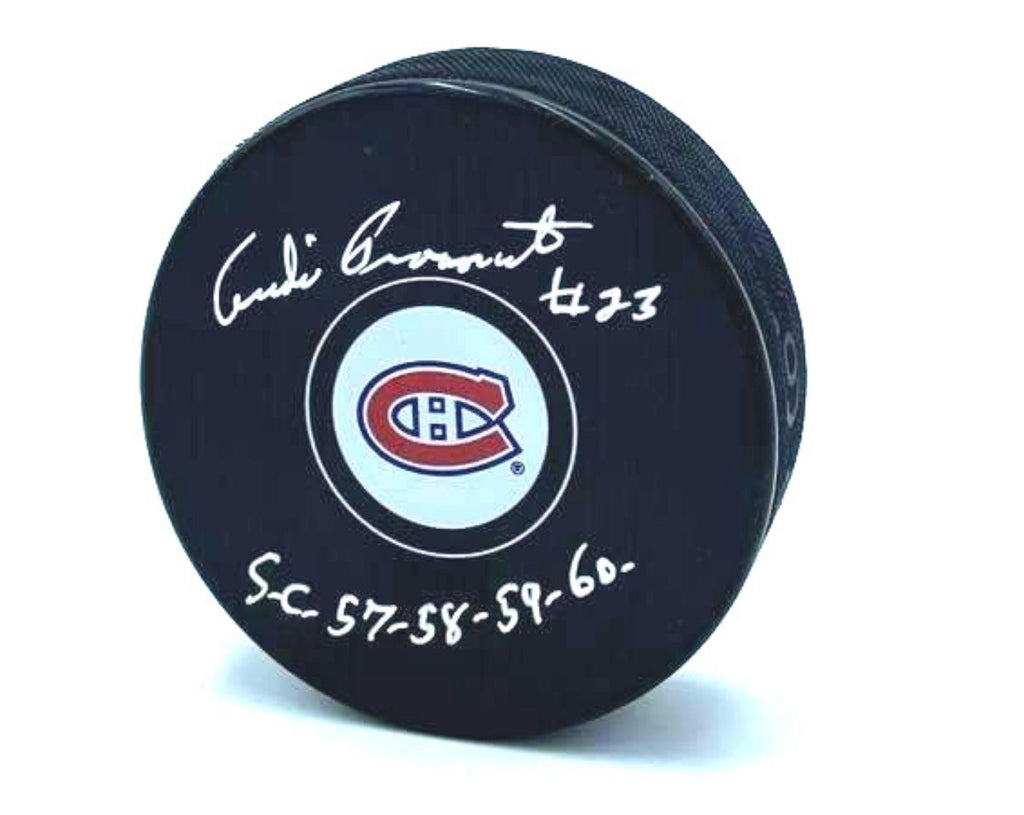 Andre Pronovost Autographed & Inscribed Puck - Logo