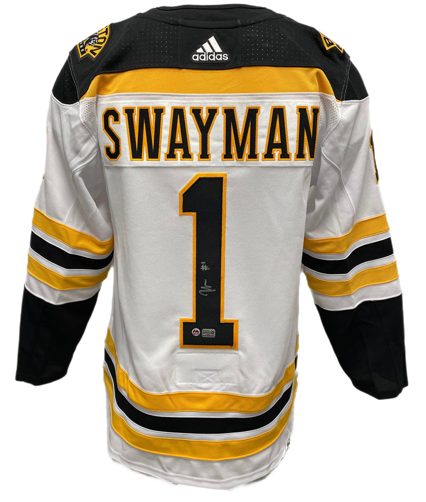 Jeremy Swayman Autographed White Adidas Authentic Jersey