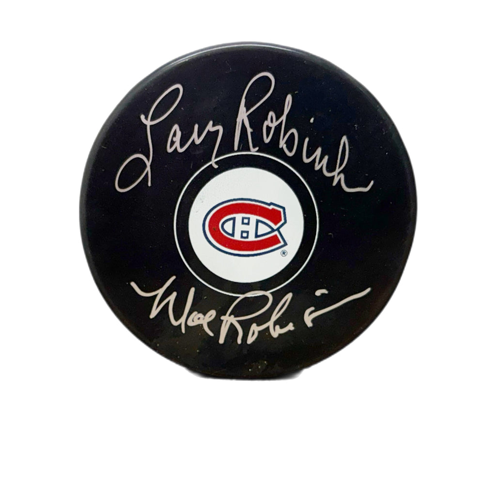 Larry Robinson & Moe Robinson Autographié Puck - Logo