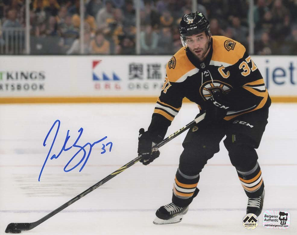 Patrice Bergeron Autographié Photo 8x10 - Action
